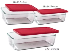 Set 3 Fuentes Con Tapa Pyrex Horno Freezer Vidrio Tienda Pepino