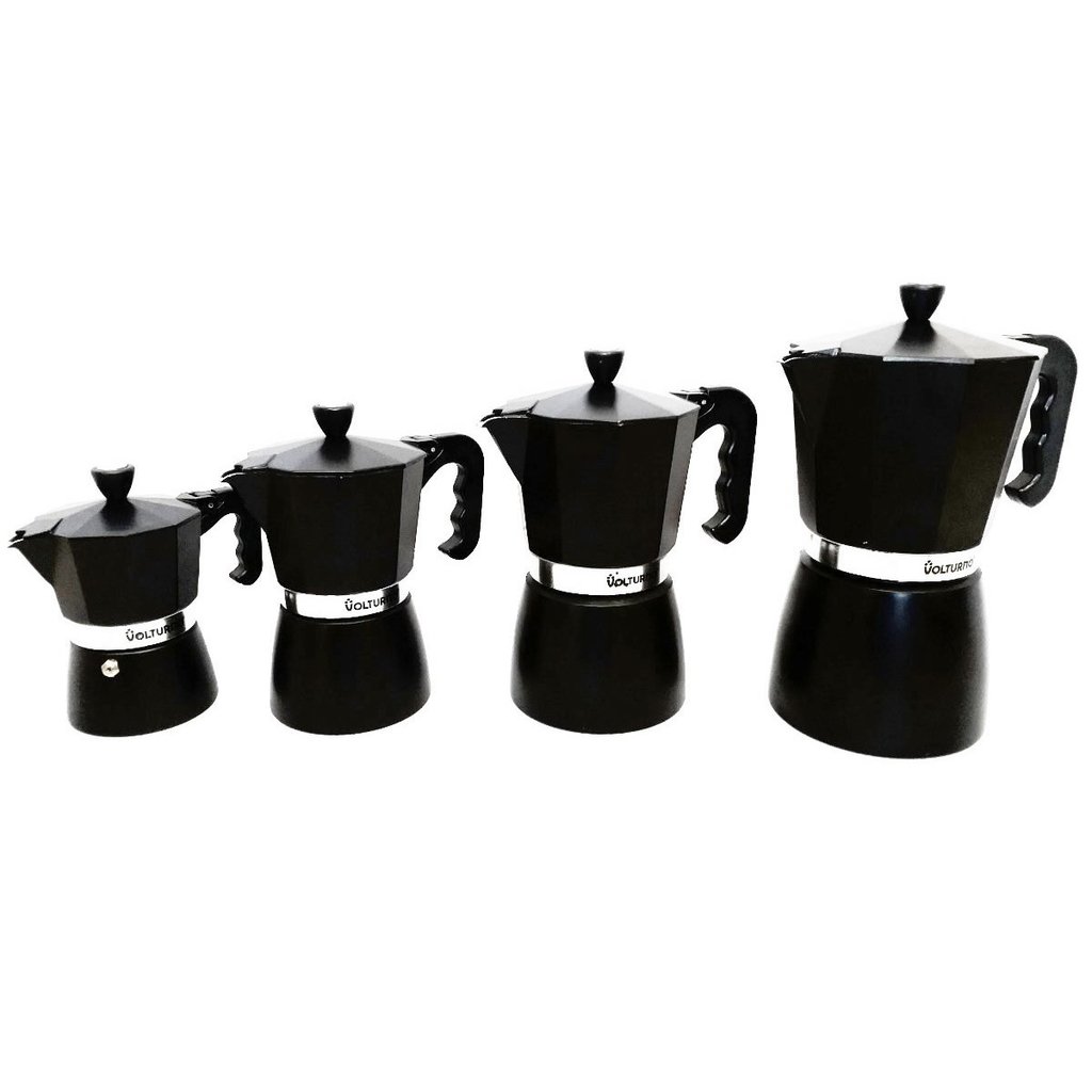 Cafetera 6 Pocillos Negra Volturno - Tienda Pepino