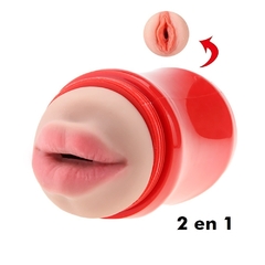 Masturbador doble, boca-vagina - DOB001 Double Pleasure Rojo