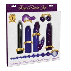 Kit de Vibrador, fundas texturizadas,anillo para pene, y mas - Royal rabbit Kit purple 7 piezas