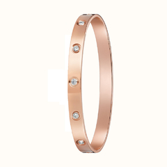 Pulseira bracelete titânio banhado ouro rosê cristais Cz - comprar online