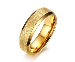 Anel aliança banhado a ouro 18k jateado em ouro em pó - loja online