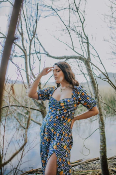 Vestido laurel azul picnic - Aire Molino
