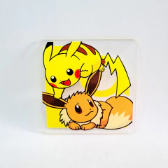 Posavaso de acrilico impreso Pokemon Pikachu y Eevee