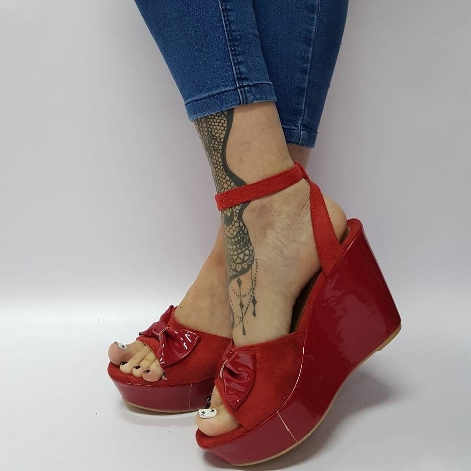 ART1005 Sandalia Taco Chino Rojo Gmz - Stampa Woman