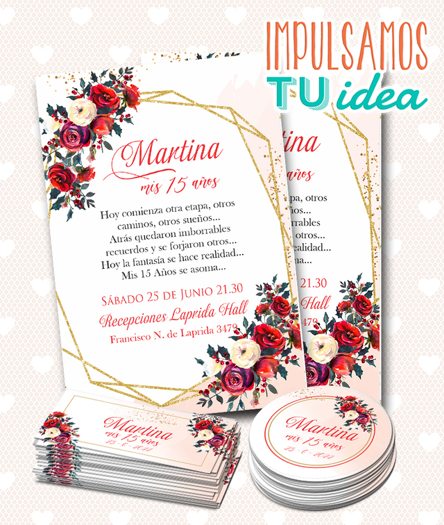 Diseño De Invitación Cumple De 15 flores Martina Para Imprimir