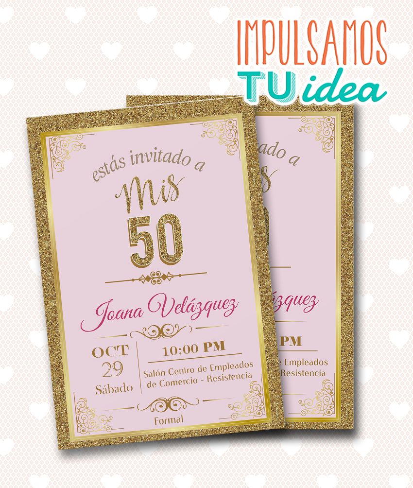 Tarjeta cumple 50 - Invitación cumple 50 para imprimir