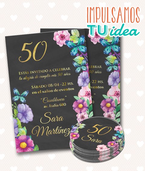 Invitación Cumple 40 - Tarjeta Cumple 50 Imprimible