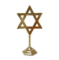 Estrela de Davi de Mesa Enfeite Judaico Dourado 15cm