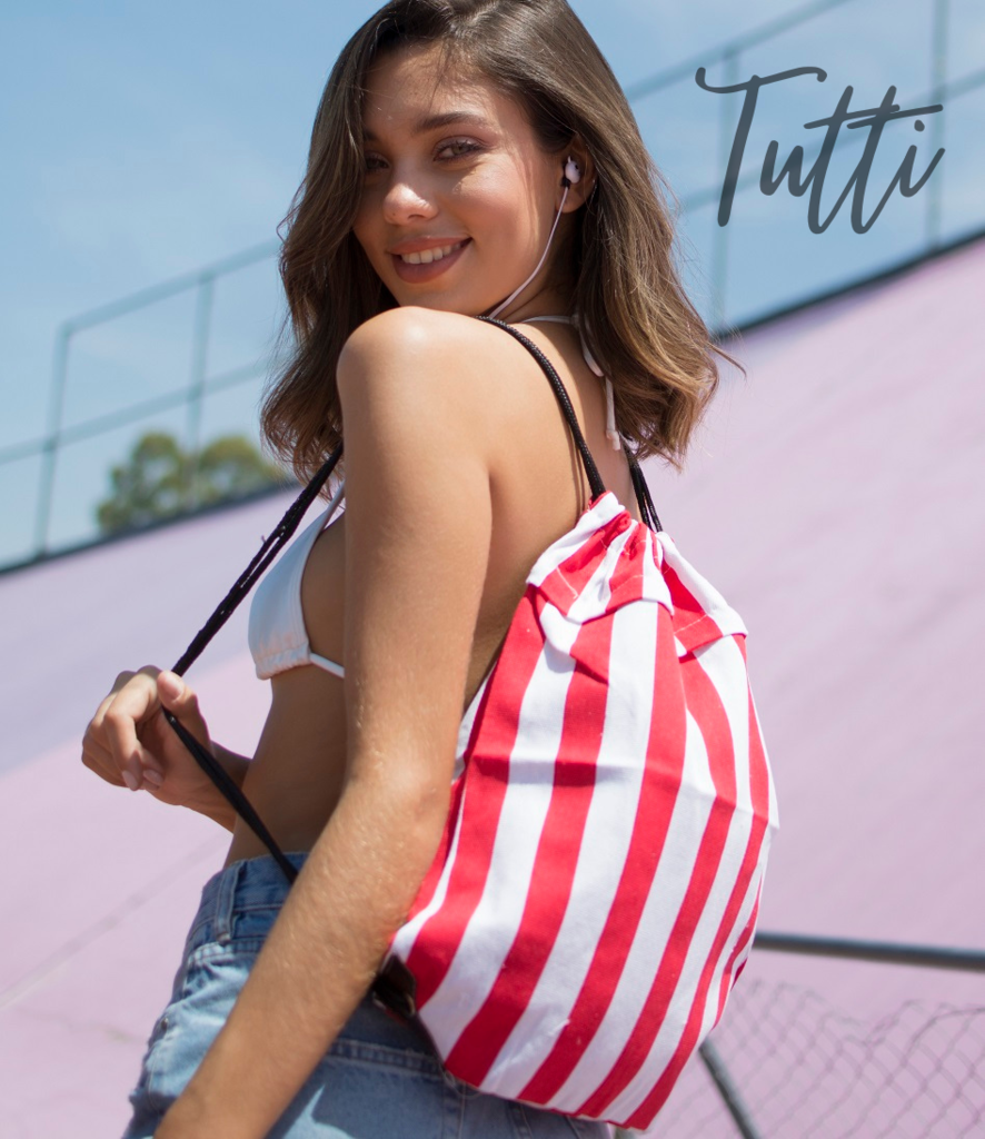 Mochila lona de algodón con tiras de cordón CORAL ZIGZAG BS 113.6