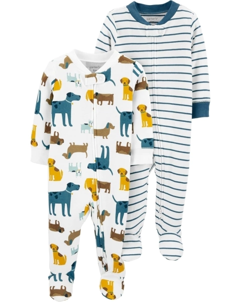 Pack 2 Ositos-Pijamas de algodón con cierre "Perros"