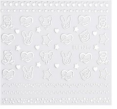 Silver 3D Nail Art Sticker Embossed Crown Heart Snowflake Stars Patterned Sticker