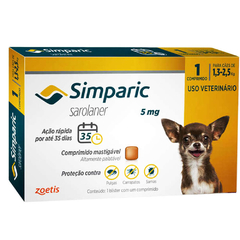 Anti Pulgas Simparic 5 Mg 1,3 A 2,5 Kg Com 3 comprimidos na internet