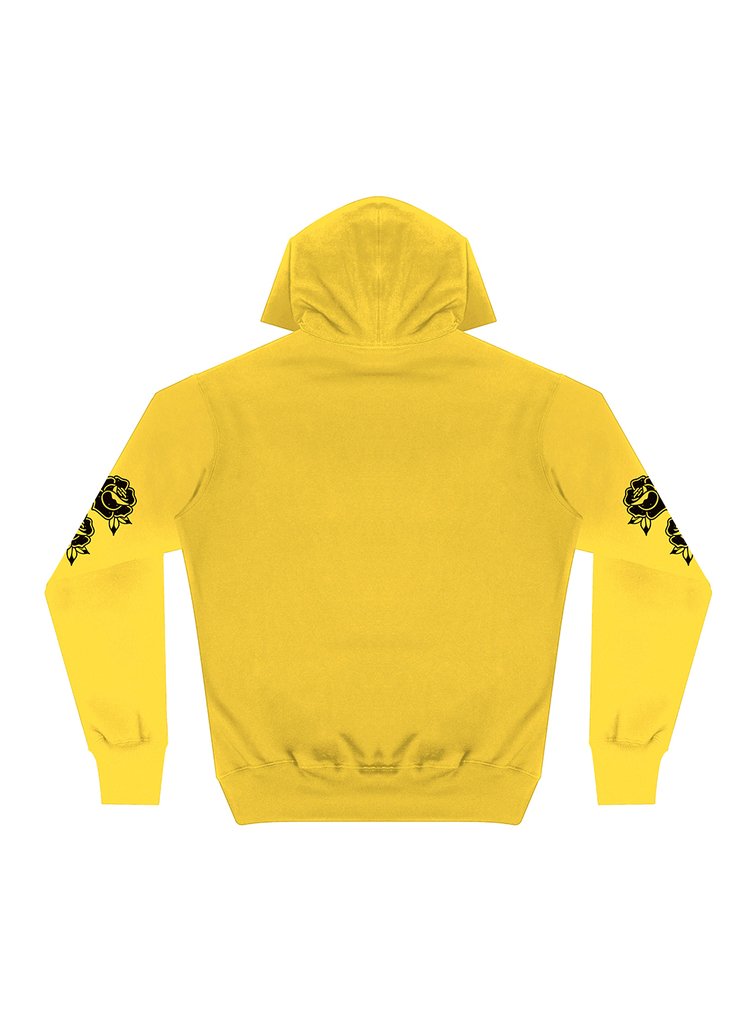 black moletom com capuz with roses on sleeves