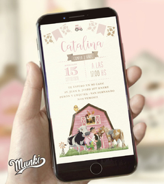 invitaciones digitales de cumpleaños animalitos de la granja de zenón rosa pastel
