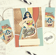 Kit Imprimible Wonder Woman genérico para Cumpleaños - Munki Diseños Imprimibles