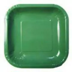 Plato Polipapel Postre Verde Selva 18 cm x8 Unid - Cuadrado