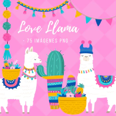 Love Llama - Kit imagenes PNG -