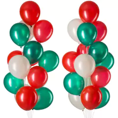 Globos latex Surtidos Navidad - Rojo, Verde y blanco -