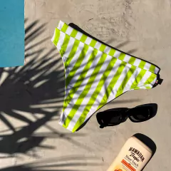 VEDETINA TIRO ALTO BAHIA RAYADA BLANCO Y LIMA - TIENDA FLUO