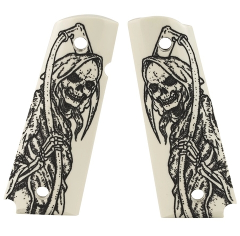 HOGUE Cachas de Colt 1911 Simil Marfil Skull Muerte MADE IN USA