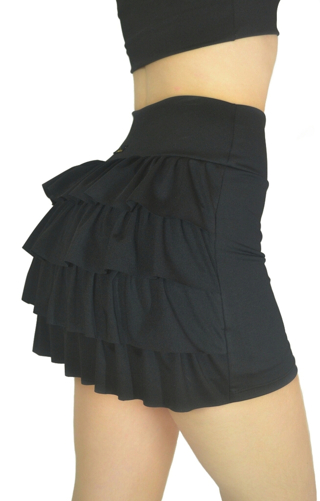 short saia com babado fitness