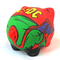 Chanchito Alcancia AC/DC Angus Young - Gabbie Custom Art