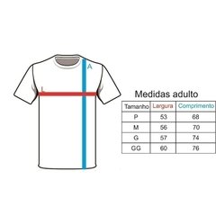 Tabela de Medidas Camiseta Adulto