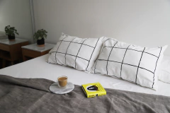 Fundas de Almohada Blanca Cuadrillé Negro - OUTLET