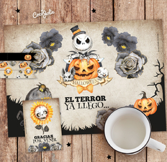 Kit imprimible Halloween Calavera Acuarela