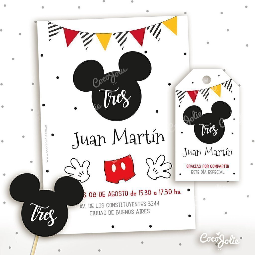 Kit Imprimible Mickey Mouse Negro Blanco Rojo Y Amarillo
