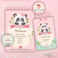 Kit Osito Panda Rosado. Imprimible Personalizable