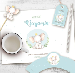 Elefantito Acuarela Celeste - tienda online