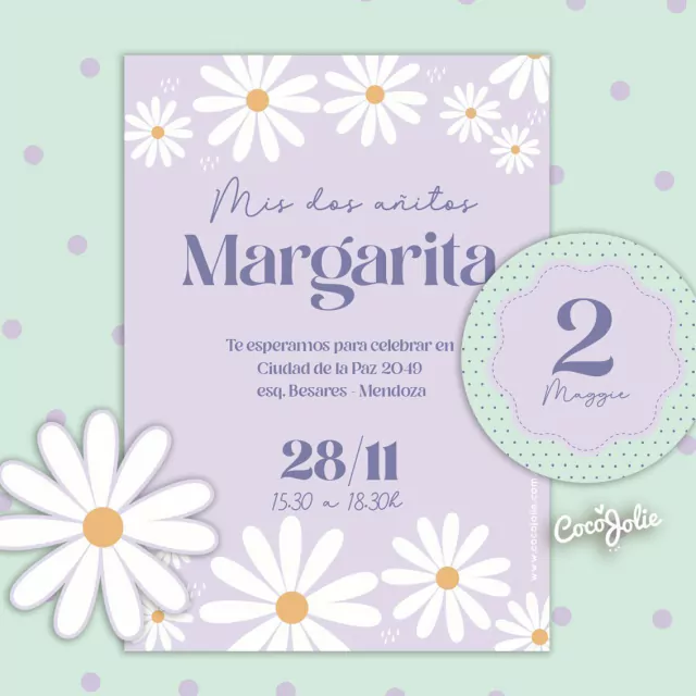 Kit Margarita Violeta. Imprimible Personalizable