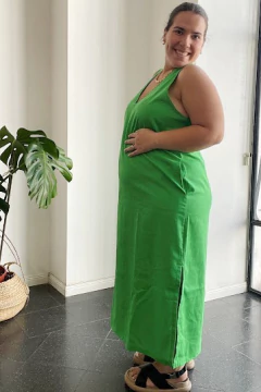 Vestido CLARA Verde - 100% lino - comprar online