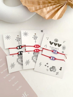 3 SETS DE PULSERAS X2 TABIS HILO ROJO en internet