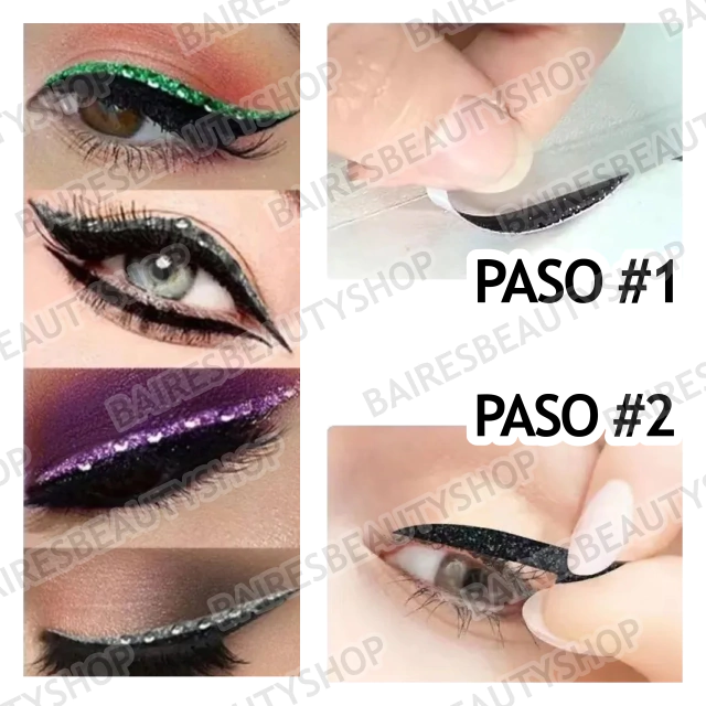 Pack de Stickers Adhesivos para Delineado de Ojos con Glitter y Strass