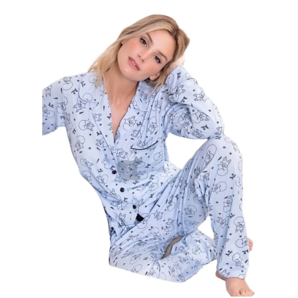 Pijama Mujer Invierno Camisa Abotonado Bianca Secreta 22217