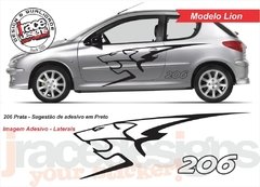 Faixa Lateral Kit Adesivo Peugeot 206 - modelo Lion
