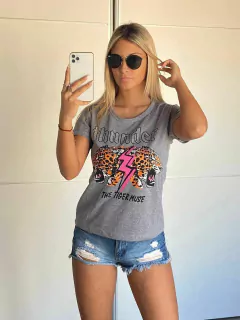 Remera manga corta estampada con strass THUNDER art V23100027/6 - Positive