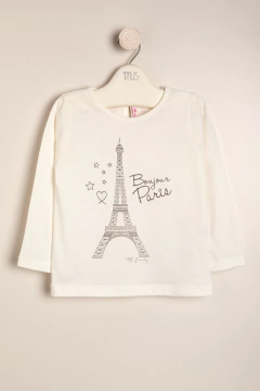 Remera de algodón estampada Tour Eiffel Articulo: E36141459