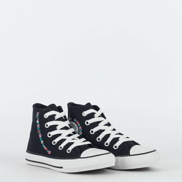 TENIS CHUCK TAYLOR ALL STAR CANO ALTO PRETO BORDADO