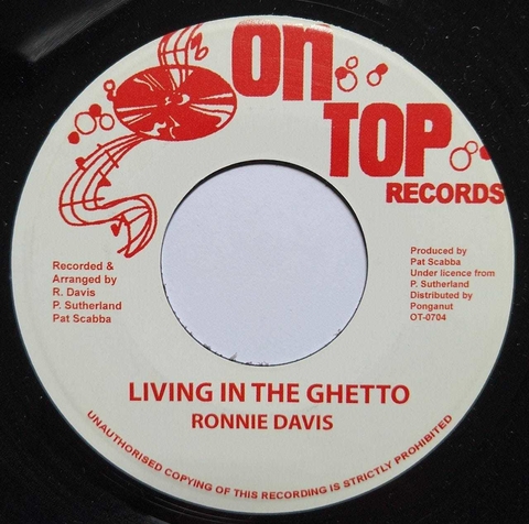 7" Ronnie Davis - Living In The Ghetto/Paradise Dub [NM]