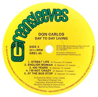 LP Don Carlos - Day to Day Living [VG] - Subcultura
