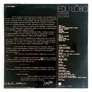 LP Edu Lôbo - Cantiga de Longe (Original Press) [VG+] - comprar online