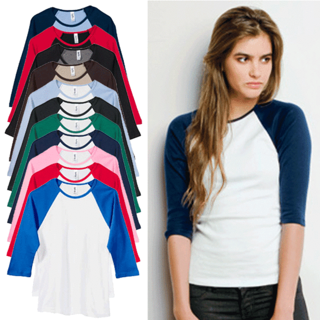 Camiseta manga raglan feminina clearance
