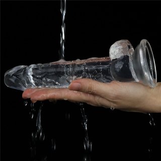 Pênis Realistico Transparente com Escroto Feito em Silicone Jelly TPE - 19,3,5cm