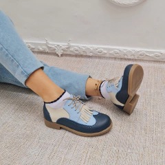 Zapatos de Cuero Azul Leño