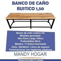 Banco Rustico Quincho 1,50mts Hierro Y Madera Mandy Hogar - tienda online