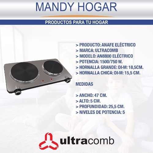 ULTRACOMB ANAFE ELECTRICO AN-8800 2 HORNALLAS 2250W